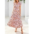 thumbnail image 3 of PRETTYGARDEN Women's Summer Floral Midi Dress Cap Sleeve V Neck Ruffle Long Flowy Boho Casual Beach Vacation Dresses, 3 of 8