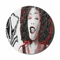thumbnail image 1 of African Mouse Pad for Computers, American Girl Singing Saxophone Player Popular Sound Design, Round Non-Slip Thick Rubber Modern Gaming Mousepad, 8" Round, Black Pale Grey, by Ambesonne, 1 of 2