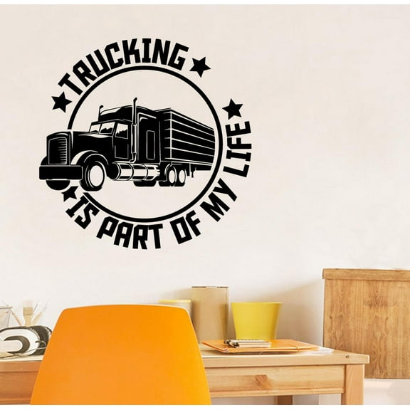 Trucking Is Part Of My Life - Trucking Life Quotes Truck Driver Trailer Truck Silhouette Vinyl Wall Art Sticker Wall Decal Home Kids Room Study Room Boys Wall Décoration Design Décor Size (20x18 inch)
