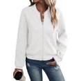 thumbnail image 3 of Womens Jacket Coat Casual Stand Collar Zip Up Fall Fashion Jackets Outfits with Pockets White XXXL, 3 of 9