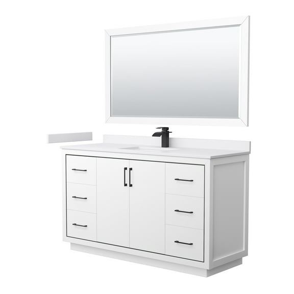 Wyndham Collection Wcf1111-60S-Vca-M58 Icon 60" Free Standing Single Basin Vanity Set -