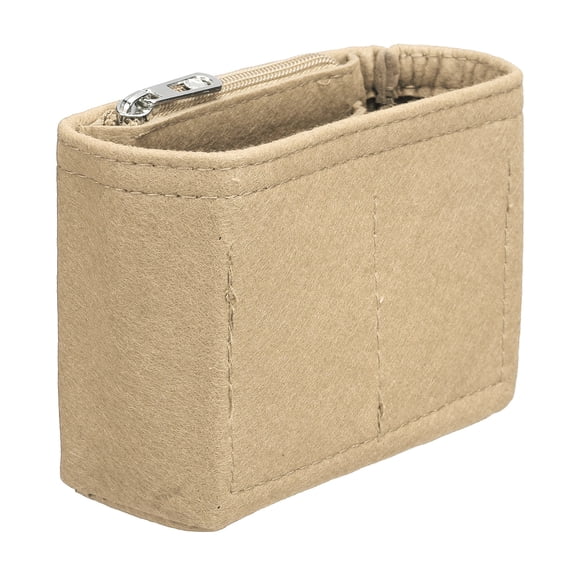 Purse Organizer Insert, Felt Handbag Shaper with Zipper, 5.3"x2"x4", Beige