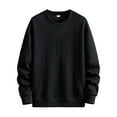 thumbnail image 4 of Zylanna Men's Long Sleeve T-Shirts, Homewear Crew Neck Solid Color Loose Casual Tops for Men Black, 4 of 9