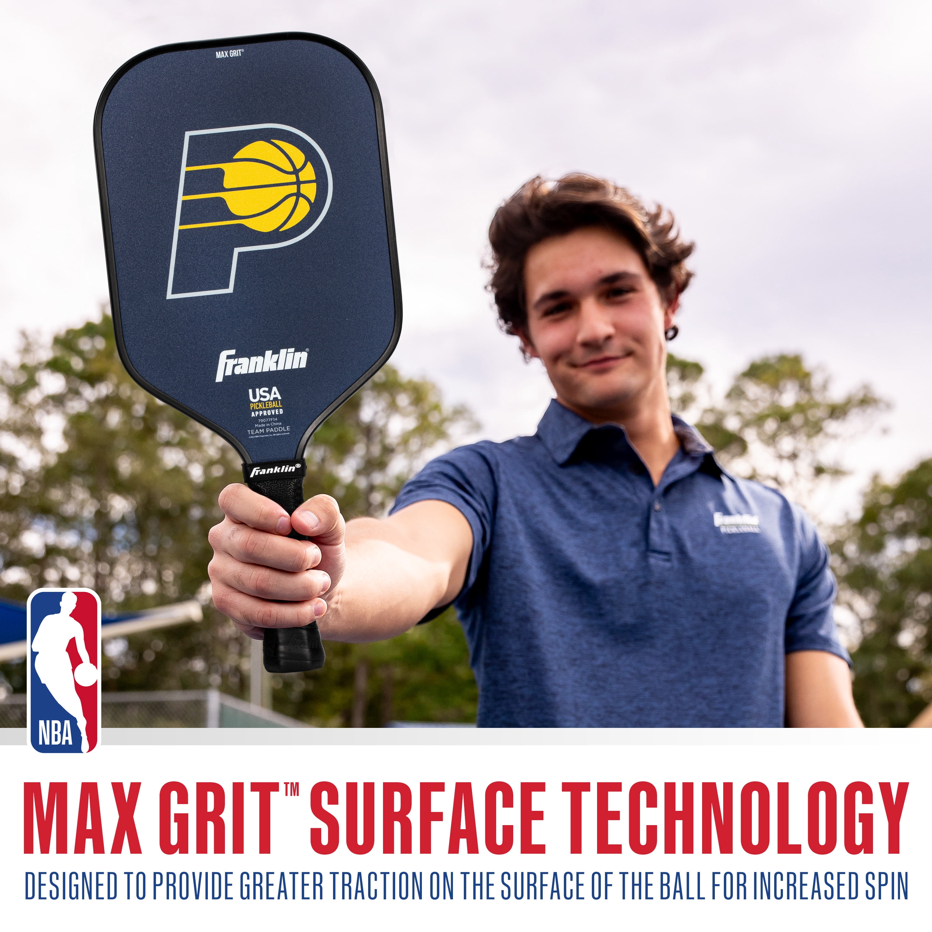 Franklin Sports NBA Indiana Pacers Pickleball Paddle - Official NBA Team Pickleball Paddles - USAP (USAPA) Approved Premium Quality Pickleball Paddles - Authentic Team Logos + Colors