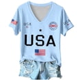 thumbnail image 3 of DHFJKG 4Th Of July Shirts For Women V Neck Short Sleeve Letter Graphic Tees 1776-2026 250Th Anniversary USA T Shirt Top, 3 of 3