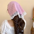 thumbnail image 5 of Helii Lace Triangle Head Scarf for Women – Vintage French Floral Headwrap, Boho Lace Trim Bandana Headband, Adjustable Tie Back Kerchief for Spring Summer Wedding Beach Light Pink,One Size, 5 of 6