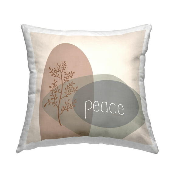 Stupell Industries Peace Sentiment Plant Stem Boho Abstract Shapes Contemporary Tan,18 x 7 x 18 Decorative Pillows
