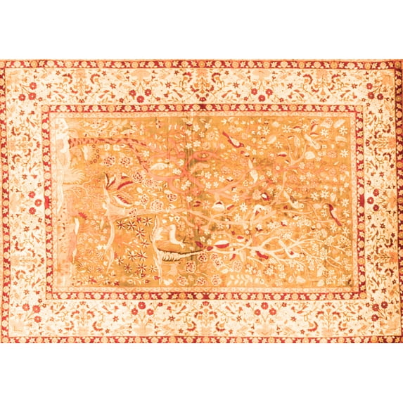 Ahgly Company Indoor Rectangle Animal Orange Traditional Area Rugs, 4' x 6'