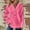 Hot Pink, variant on Lovskoo Waffle Hoodies for Women Dressy V Neck Button Down Blouse Fall Winter Long Sleeve Pullover Solid Color T-shirt White
