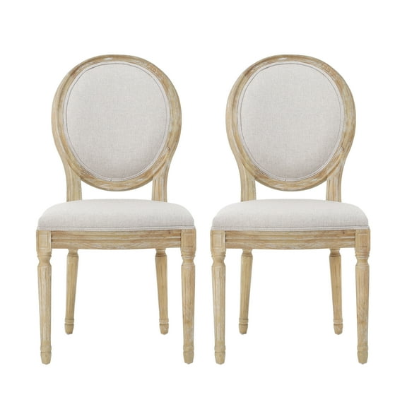 Woven Paths Phinnaeus Indoor Rustic Fabric Dining Chairs, Set of 2, Natural