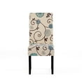 thumbnail image 6 of Contemporary Dining Chairs Set of 2, White & Blue Fabric Upholstery, Rubberwood Legs for Dining Room, Kitchen, 6 of 9