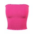 thumbnail image 1 of A2Y Women's Sexy Fitted Strapless Cotton Smocked Tube Crop Tops Hot Pink XL, 1 of 3