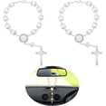thumbnail image 1 of 2 Pieces Car Mirror Hanging Cross Car Rosary Rearview Mirror Pendant Hanging Accessories(White), 1 of 5