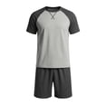thumbnail image 3 of mihongmao Summer Two Piece Sets for Men Beach Outfits Men's Shirt Short Sleeves ShortsPrinted Summer Shirts Blouse Shirt Shorts Set Dark Gray 5X, 3 of 4