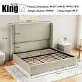 thumbnail image 2 of Merluxy King Bed Frame with Lift up Storage,Linen Platform Bed Frame,Khaki, 2 of 7