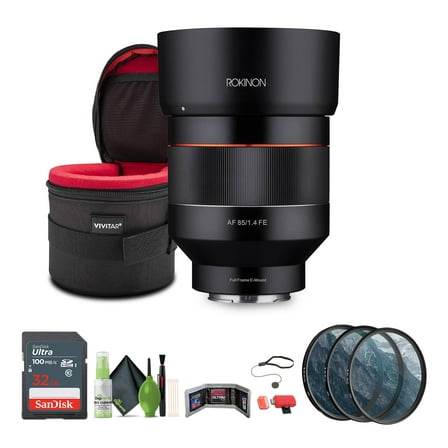 Rokinon AF 85mm f/1.4 Lens for Sony E   Bundle