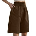 thumbnail image 3 of BXINGOHAI Women's Wide Leg Sweat Shorts Jogger Athletic Bermuda Short Pants with Pockets Brown,M, 3 of 7