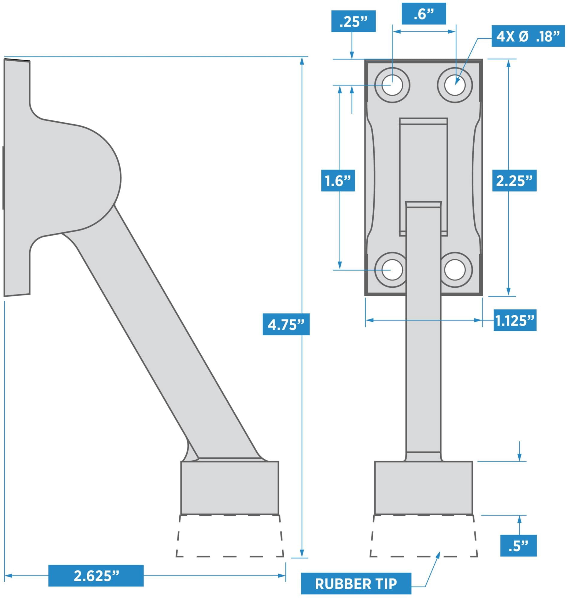 National Hardware Spb5878 4-3/4" Door Mounted Kick Door Stop - Chrome