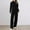 Black, variant on Womens Sweatsuits 2 Piece Mock Neck Solid Long Sleeve Solid Tops and Straight Leg Trousers Sets Casual Travel Relaxed Fit Outfits