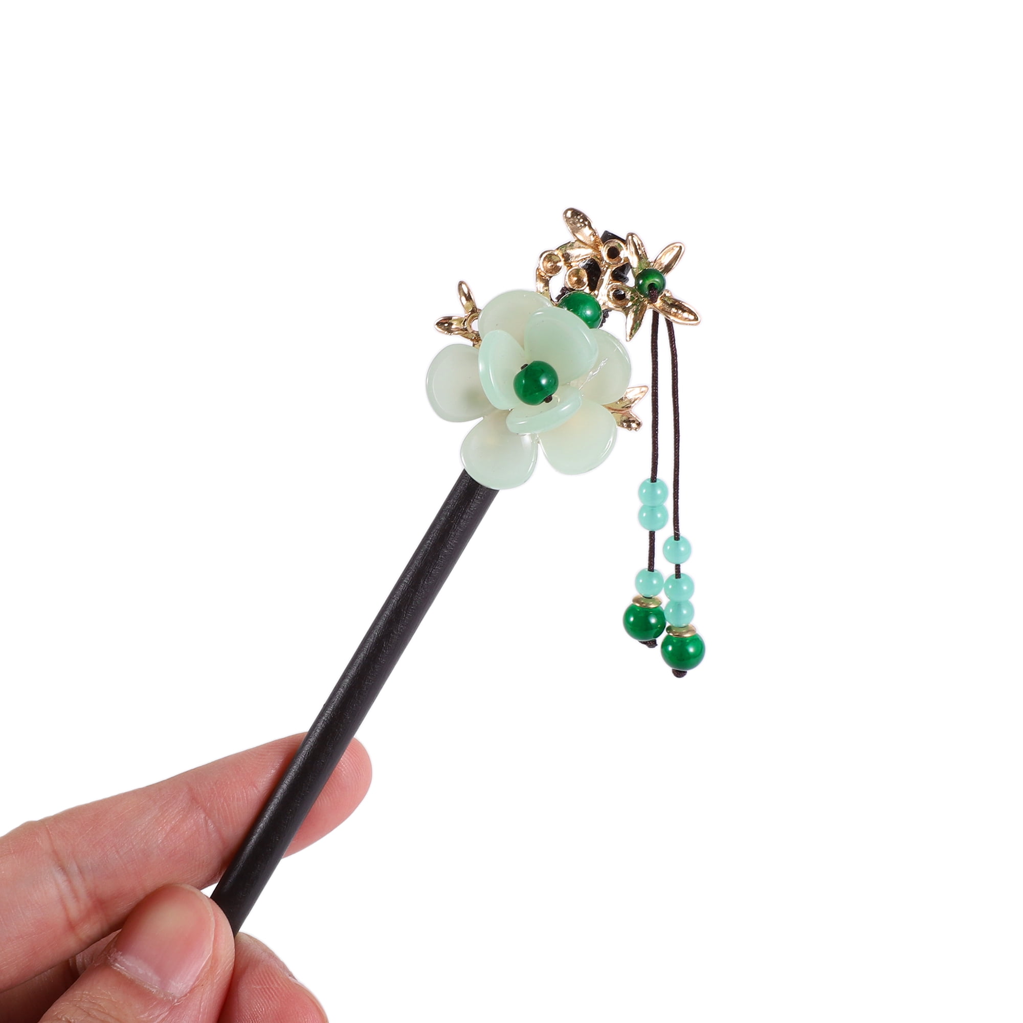 Unique Bargains Tassel Hair Chopstick for Women Black Green 1 Pc