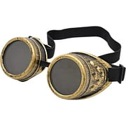 Steampunk Goggles for Women & Men, Vintage Steampunk Glasses Costume, Brass Color Steam Punk Accessories by 4E's Novelty