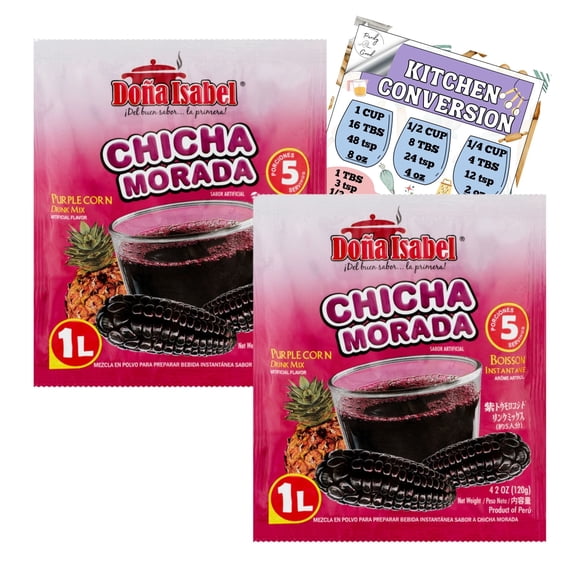 Dona Isabel Chicha Morada Beverage Mix - Peruvian Drink, 4.2 oz (2 ) with Kitchen Chard