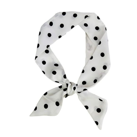 Bandeau Ruban Décoration Tour de Cou Bandeau Portable Cadeau Bandeau Décoratif Foulard à Pois Mode Blanc