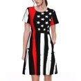 thumbnail image 1 of Balery Firefighters USA Flag Vestidos sueltos de manga corta para mujer, vestidos de verano 2025, vestidos casuales de corte A con vuelo., 1 of 6