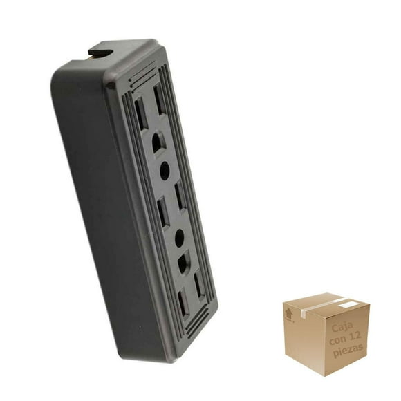 12 Pzs Contacto Base Triple Abs Negro 127V 15A