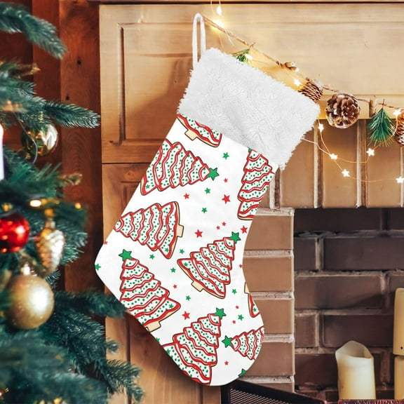 Ryvnso Christmas Stockings Christmas Tree Cakes 17.7" Large Stocking Decoration 1 Pack