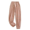 thumbnail image 1 of UJNDER Women's Checkered Pajama Pants Spring Summer Loose Comfortable Plus Size Home Wear Cartoon Design Pink M, 1 of 8