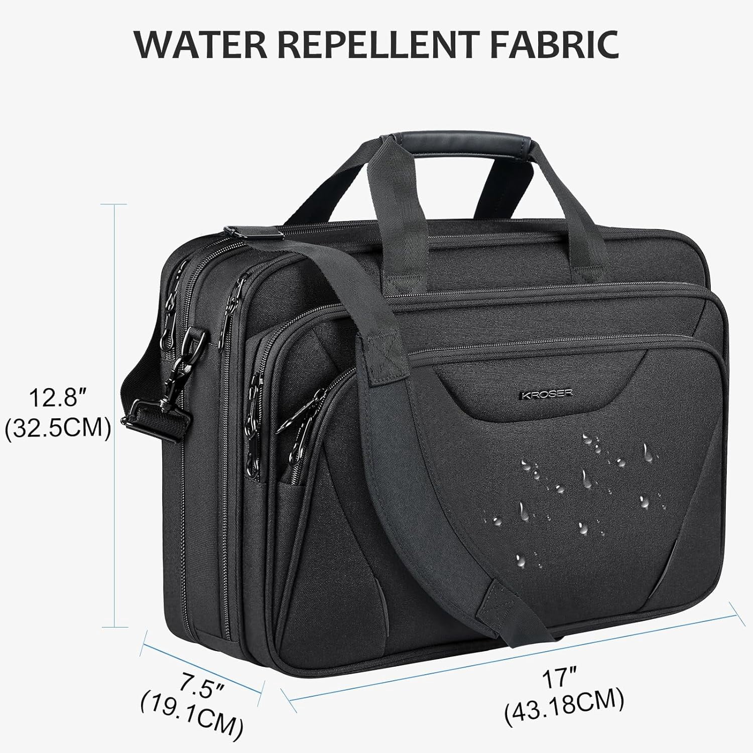 KROSER Large 17.3" Laptop Messenger Carrying Bag, Black
