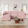 thumbnail image 2 of Muumblus Sectional Cloud Couch with Reversible Ottoman, L-Shaped Chenille Sofa for Living Room, Pink, 2 of 9