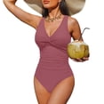thumbnail image 2 of Women Tummy Control One Piece Swimsuit Push Up Bathing Suit Full Coverage Slimming Swimwear Pink XL, 2 of 3