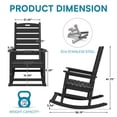 thumbnail image 4 of SERWALL Oversized Outdoor Rocking Chair with Footrest for Adults, HDPE All Weather Patio Rocker for Porch, Garden, Lawn, Black, 4 of 10