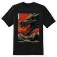thumbnail image 2 of Plus Size Shirt for Women Black Tops for Women Short Sleeves Shirt for Women Dragon And Moon T Shirt Crewneck Shirt for Women XL, 2 of 5