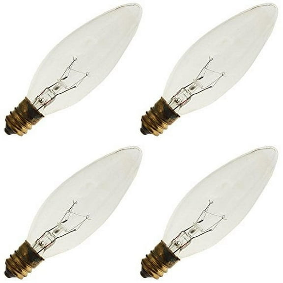 Industrial Performance 15CTC-P 130V, 15 Watt, B8, Candelabra Screw (E12) Base Light Bulb (4 Bulbs)