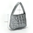 thumbnail image 3 of Yibooy Quilted Women Handbag Fashion Plaid Cotton Tote Bag Portable for Travel (Grey), 3 of 10