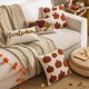thumbnail image 1 of Funda de almohada para bordar calabaza | Funda de cojines Loop Velvet Beige | Sofá decorativo de otoño | Bandada Suave Resistente a Arrugas | 18x18 pulgadas | 1 Pack | Cremallera oculta, 1 of 6