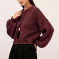 thumbnail image 7 of Teylalorva Women's Sweater Crew Neck Plain Long Sleeve Knit Pullover Essential Basic For Closet Wine Size S, 7 of 7