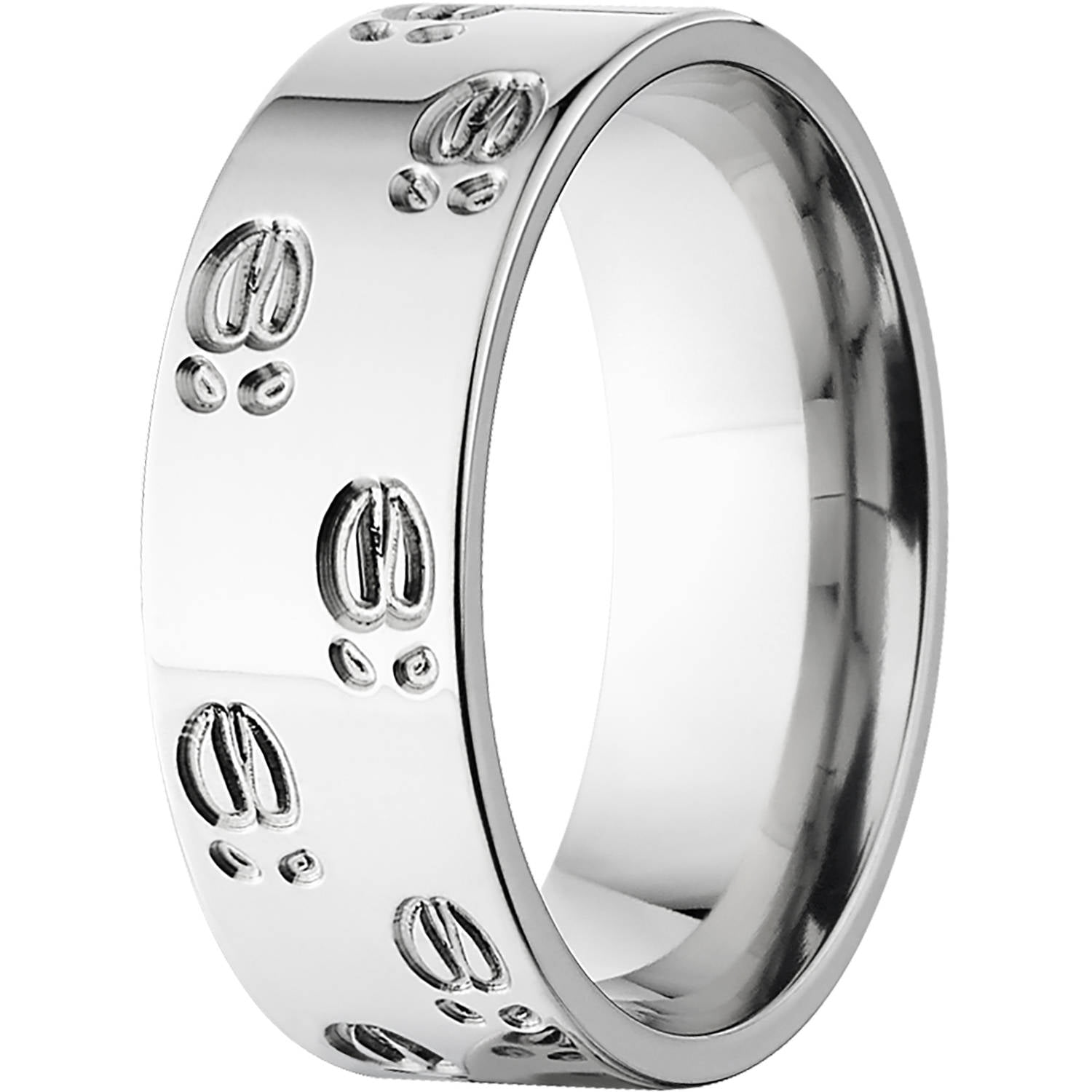 Men's Elk Track 8mm Stainless Steel Wedding Band with Comfort Fit Design