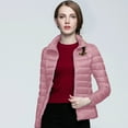Women Warm Lightweight Jacket Hoodless Windproof Winter Coat With