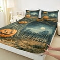 thumbnail image 3 of Feelyou Horror Pumpkin Bed Sheets for Kid, Happy Halloween King Sheets, Gothic Jungle Sheet Set, Breathable Home Decor, 4 Pieces, 3 of 7