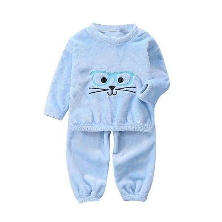

Autumn And Winter New Boys And Girls Thickened Warm Set Children s Cartoon Flannel Home Wear Pajamas(Size:4-5 Years)