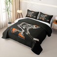thumbnail image 3 of Manfei Cartoon Skull Quilt King,Minimalist Skeleton Halloween King Coverlet Set,3pcs,1 Bedspread and 2 Pillowcases, 3 of 7