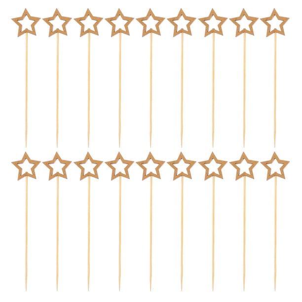 EeaseMX 100 palitos de madera con forma de estrella de cinco puntas para fruta, desechables y creativos, para decoración de fiestas.