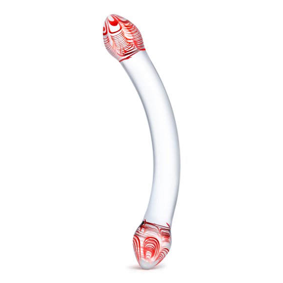 Glas Tête Rouge 8 Pouces Gode en Verre à Double Extrémité, Transparent