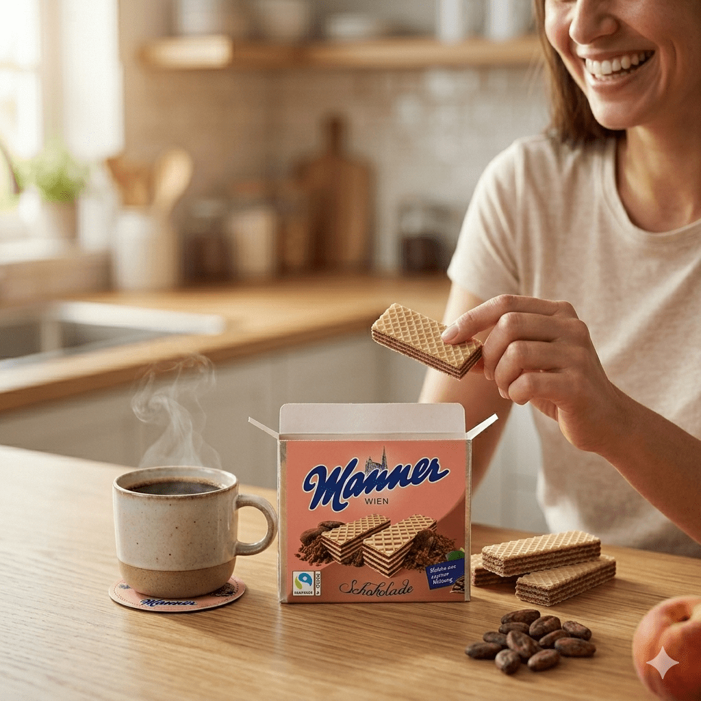 Manner Chocolate Cream Wafer Cookies, Pouch Pack, 75 G
