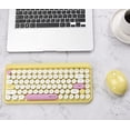 thumbnail image 2 of MoMoOne 84keys Colorful Wireless Computer Keyboards and Mouse Set, Portable Compact Retro Aesthetic Multi-Color Laptop Keyboards with USB Receiver, Never Fade Off (Yellow), 2 of 5