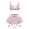 thumbnail image 5 of Gibobby Conjunto de lencería de encaje Lencería de Mujer de Encaje Sexy Mesh de Dormir Boudoir Outfits Lingerie Plus Size Body Lencería Conjunto De Lencería Sexy(Rosa, XG), 5 of 5